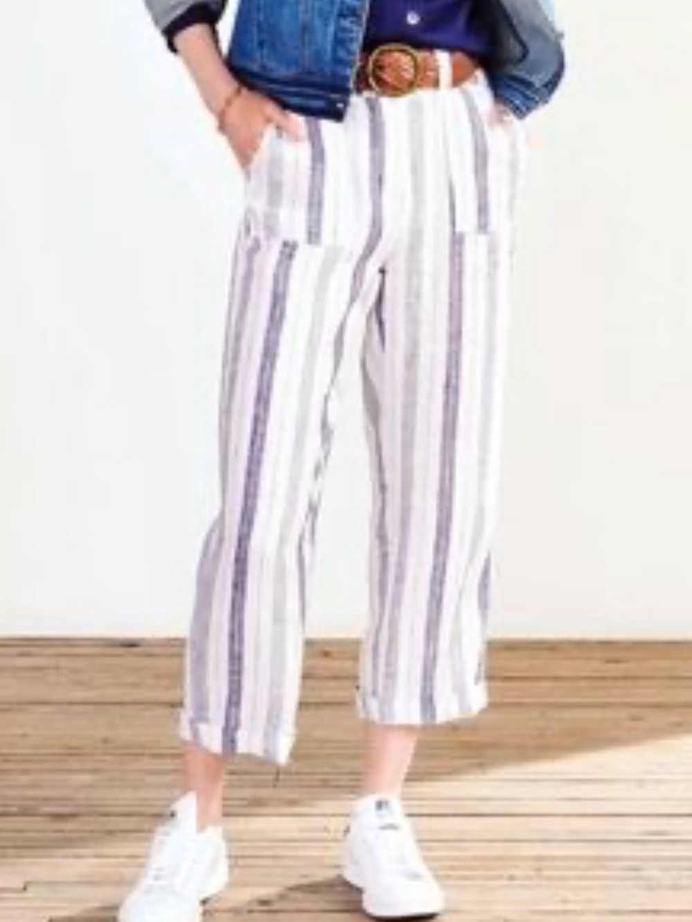 Hatley White and Navy Vertical Stripe Straight Leg Pants